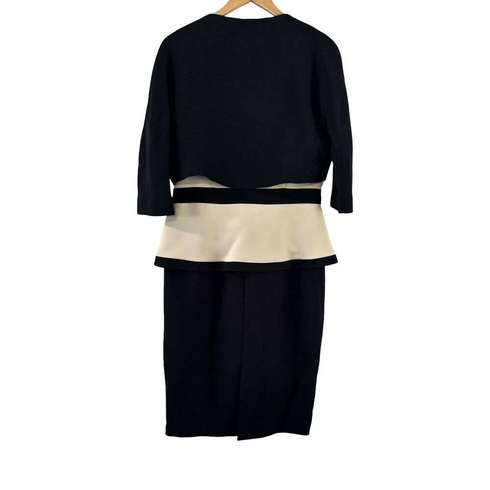 Sologioie 2 Piece Pearl Embellished Knee Length Dress Black Bolaro Size 12 NWT - Picture 4 of 8
